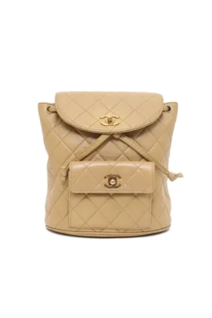CHANEL Vintage Beige Lambskin Duma Backpack