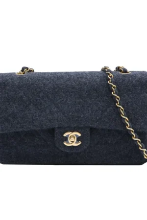 CHANEL Vintage Felt CF25, Dark Gray, 1991, Gold Hardware