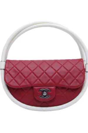 CHANEL Vintage Hula Hoop Show Handbag Small Red 2014