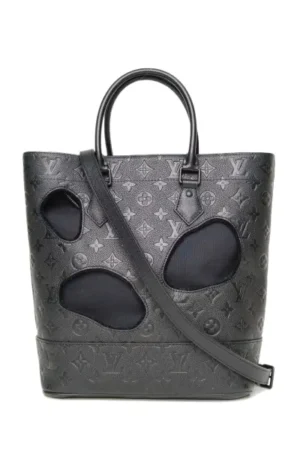 LOUIS VUITTON Black 2021 Comme des Garçons Joint Limited Edition Ripped Bag